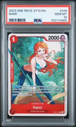 2023 ONE PIECE NAMI OP01-016 PSA 10 ULTRA DECK ST10 THE THREE CAPTAINS ENGLISH - Image 1