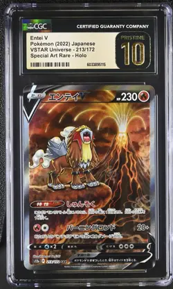CGC 10 Pristine Entei V Holo 213/172 SAR VSTAR Universe Japanese Pokemon Card - Image 1