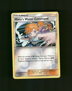 Misty's Water Command 63/68 Holo Rare Hidden Fates Pokemon Reverse Holo NM - Image 1
