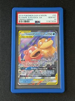 2019 POKEMON SUN & MOON UNIFIED MINDS #35 SLOWPOKE & PSYDUCK GX PSA 10 - Image 1