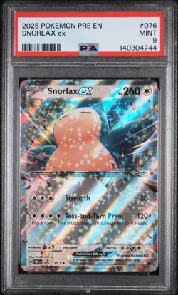 2025 POKEMON PRE EN-PRISMATIC EVOLUTIONS #076 SNORLAX EX PSA 9 - Image 1