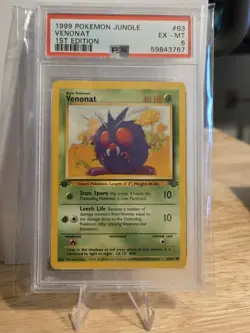 Pokemon TCG Venonat 63/64 Jungle 1st Edition Regular PSA 6 English 1999 - Image 1