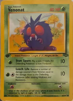 Pokemon TCG Venonat 63/64 Jungle 1st Edition Regular PSA 6 English 1999 - Image 2