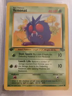 Pokemon TCG Venonat 63/64 Jungle 1st Edition Regular PSA 6 English 1999 - Image 3