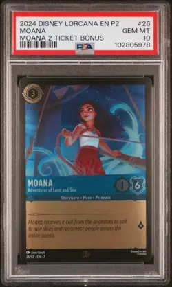 2024 Disney Lorcana EN P2 Moana Promo Adventurer of the Land and Sea PSA 10 - Image 1