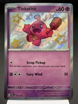 Tinkatink 165/091 - Shiny Holo Rare - Paldean Fates Pokemon Card NM - Image 1