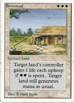 MTG: Unlimited Edition: Farmstead: Heavily Played Condition - Image 1