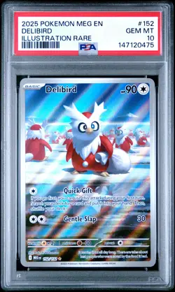 2025 POKEMON MEG EN-MEGA EVOLUTION ILLUSTRATION RARE #152 DELIBIRD PSA 10 - Image 1