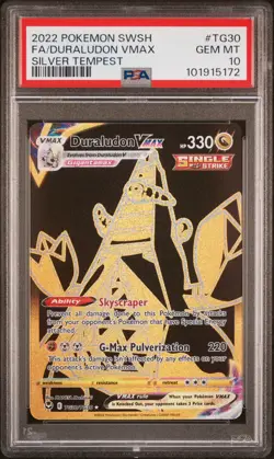 2022 POKEMON SWORD & SHIELD SILVER TEMPEST #TG30 FULL ART/DURALUDON VMAX PSA 10 - Image 1