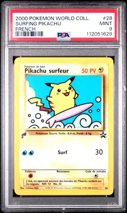 Surfing Pikachu 28 French Pikachu World Collection Pokemon PSA 9 - Image 1