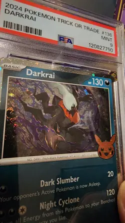 PSA 9 SWIRLED Pokemon OBF 136/197 - Stamped 2024 Trick Or Trade Darkrai - Image 2