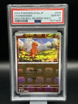 2023 Pokemon Japanese Charmander Masterball Reverse Holo SV2a 004/165 PSA 10 - Image 1