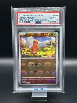 2023 Pokemon Japanese Charmander Masterball Reverse Holo SV2a 004/165 PSA 10 - Image 3