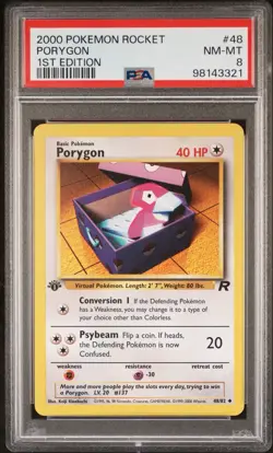 2000 Pokemon Rocket 48 Porygon 1st Edition PSA 8 - Image 1