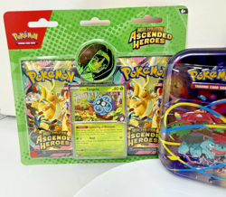 Pokemon Ascended Heroes 2 Pack Blisters Erika & Larry + 2 Pack Mega Tin SEALED - Image 2