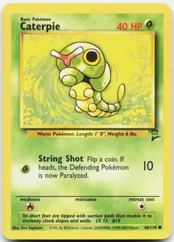 Caterpie Common Base Set 2 68/130 DMG Pokemon - Image 1
