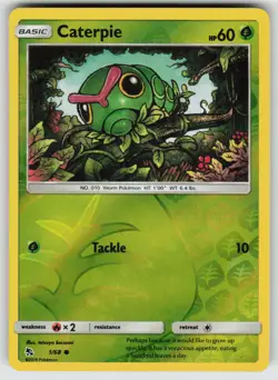 Caterpie 1/68 Common Hidden Fates Pokemon Reverse Holo Near Mint - Image 1