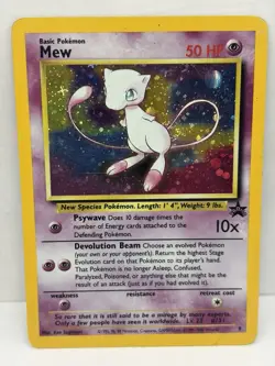 1999 POKEMON WIZARDS BLACK STAR POKEMON LEAGUE PROMO #9 MEW HOLO HP DMG Crease - Image 1