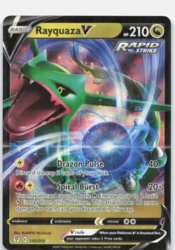 Rayquaza V 110/203 Holo V Rare Evolving Skies Pokemon Near Mint - Image 1