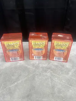 DRAGON SHIELD Orange Deck Protectors Lot Of 3 Hold Over A 100 Cards - Image 1