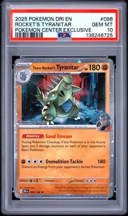 2025 POKEMON DRI EN-DESTINED RIVALS #096 TEAM ROCKET'S TYRANITAR PSA 10 - Image 1