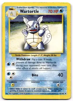 Wartortle 42/102 Uncommon Base Set Unlimited Pokemon Moderately Played - Image 1