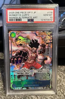 PSA 10 Luffy SEC OP11-118 Manga Alt Art Comic Parallel Fist ONE PIECE Japanese - Image 1