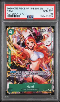 2026 ONE PIECE OP14 EB04 #031 AZURE SEA'S SEVEN NAMI ALT ART PSA 10 GEM MINT - Image 1