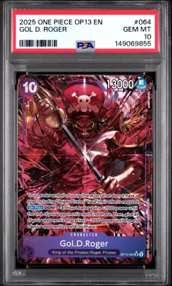 2025 ONE PIECE OP13 #064 CARRYING ON HIS WILL GOL D ROGER ALT ART PSA 10 - Image 1