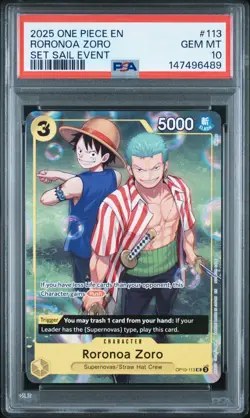 2025 ONE PIECE SET LEARN TOGETHER SAIL EVENT PROMO #113 RORONOA ZORO PSA 10 - Image 1