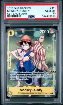 2025 ONE PIECE SET LEARN TOGETHER SAIL EVENT PROMO #111 MONKEY D LUFFY PSA 10 - Image 1
