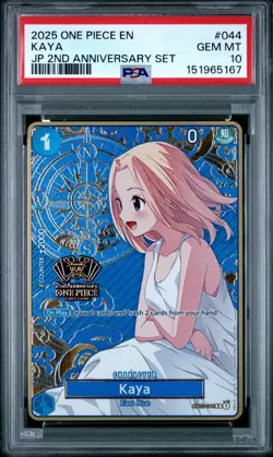 2025 ONE PIECE JAPANESE 2ND ANNIVERSARY SET #044 KAYA PSA 10 ENGLISH GEM MINT - Image 1