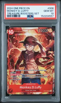 2024 ONE PIECE #006 TREASURE BOOSTER SET PROMO MONKEY D LUFFY PSA 10 GEM MINT - Image 1