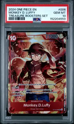 2024 ONE PIECE #006 TREASURE BOOSTER SET PROMO MONKEY D LUFFY PSA 10 GEM MINT - Image 1