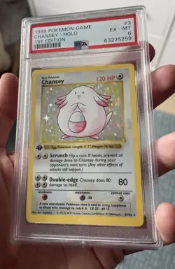 Chansey 3/102 - PSA 6 - Base Set 1st Edition Shadowless Pokemon Card - WOTC 1999 - Image 2