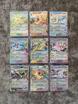 Pokemon TCG Prismatic Evolutions: Complete set of 9 Eeveelutions EX Cards Bundle - Image 1