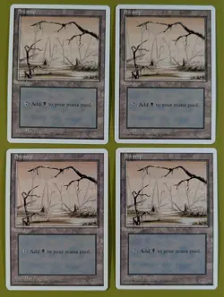 Swamp (B) x4 Fourth Edition 4th 4x Magic the Gathering MTG White Border - Image 1