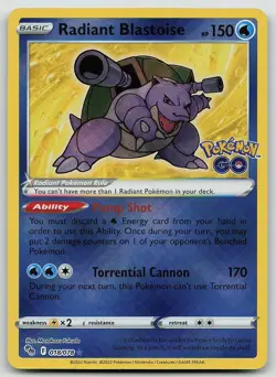 Pokemon Radiant Blastoise 018/078 Pokemon GO Radiant Rare Holo NM - Image 1