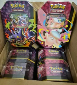 ⭐ Pokemon TCG Mega Moonlit Tin Assortment Case x6 Factory Sealed Tins IN HAND ⭐ - Image 1