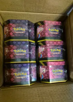 ⭐ Pokemon TCG Mega Moonlit Tin Assortment Case x6 Factory Sealed Tins IN HAND ⭐ - Image 2