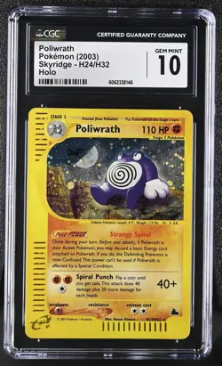CGC 10 GEM MINT Poliwrath 2003 Skyridge H24/H32 Holo Pokemon Card - Image 1