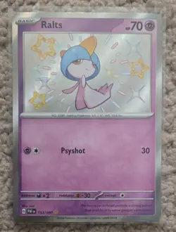Ralts 153/091 Pokemon Sv: Paldean Fates Baby Shiny Rare Holo - Image 1