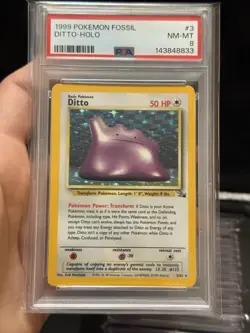 1999 POKEMON FOSSIL #3 DITTO HOLO-PSA 8 - Image 1