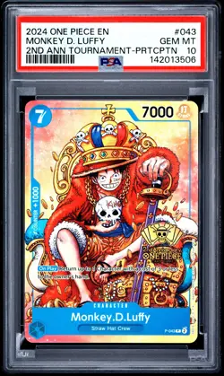 Monkey D. Luffy PSA10 2024 One Piece Promos 2nd Ann Tournament-Prtcptn #043 - Image 1