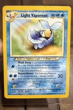 Light Vaporeon - 52/105 - Pokemon Neo Destiny Uncommon Non-Holo Card WOTC - Image 1