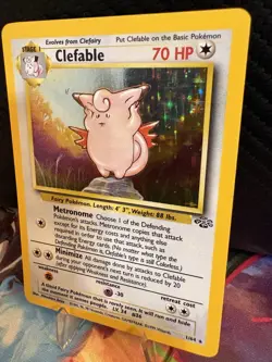 Pokemon Jungle Clefable Holo Rare 1/64 WOTC 1999 LP Vintage Pokemon Card - Image 3