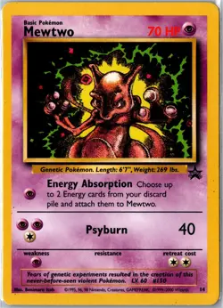 Pokemon Card - Mewtwo Wizards Black Star Promos 14 1999 Promo Heavily Played - Image 1