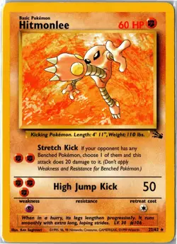 Pokemon Card - Hitmonlee Fossil 22/62 1999 Rare Unlimited Moderately Played - Image 1