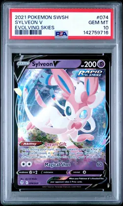 PSA 10 GEM MINT 2021 POKEMON SWORD & SHIELD EVOLVING SKIES 074 SYLVEON V ENGLISH - Image 1