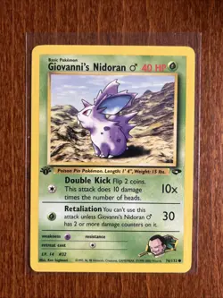 [LP+/NM] 2000 Pokemon Gym Challenge Giovanni's Nidoran 1st Edition #76/132 - Image 1